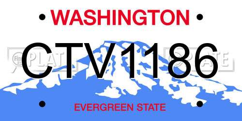 CTV1186 Washington License Plate