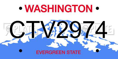 CTV2974 Washington License Plate