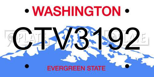 CTV3192 Washington License Plate