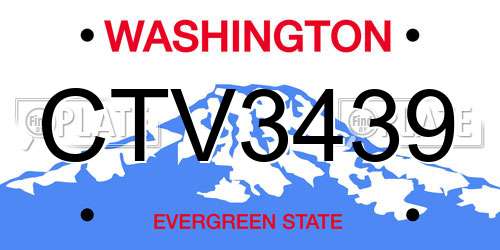 CTV3439 Washington License Plate