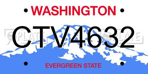 CTV4632 Washington License Plate