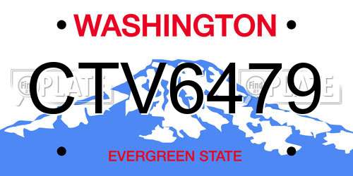 CTV6479 Washington License Plate