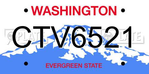 CTV6521 Washington License Plate