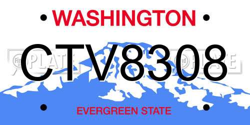 CTV8308 Washington License Plate