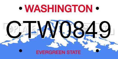 CTW0849 Washington License Plate