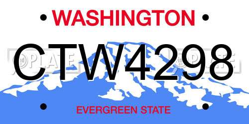 CTW4298 Washington License Plate