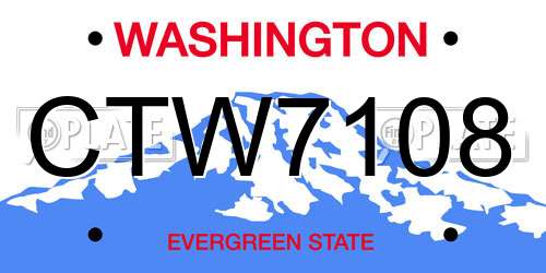 CTW7108 Washington License Plate