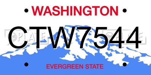 CTW7544 Washington License Plate