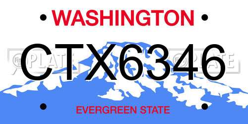 CTX6346 Washington License Plate