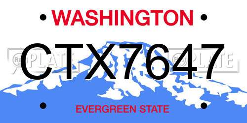 CTX7647 Washington License Plate