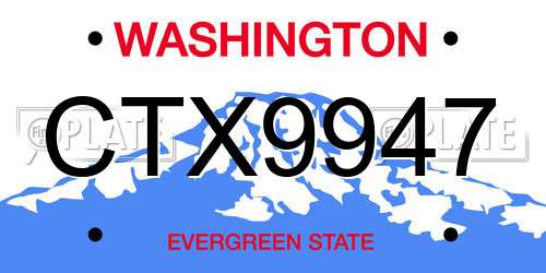 CTX9947 Washington License Plate