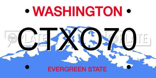CTXO70 Washington License Plate
