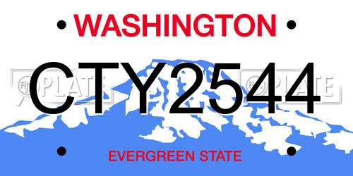 CTY2544 Washington License Plate