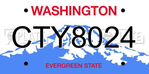 CTY8024 Washington License Plate