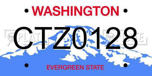 CTZ0128 Washington License Plate