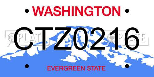 CTZ0216 Washington License Plate