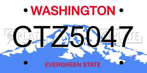 CTZ5047 Washington License Plate