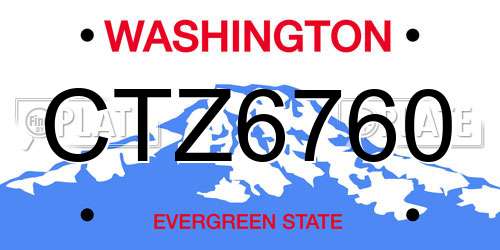 CTZ6760 Washington License Plate