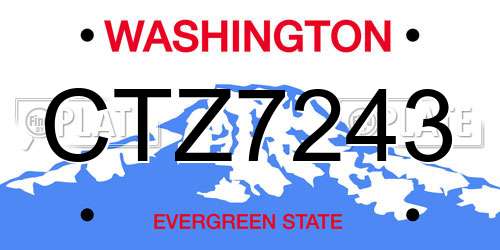 CTZ7243 Washington License Plate