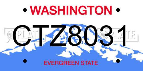 CTZ8031 Washington License Plate