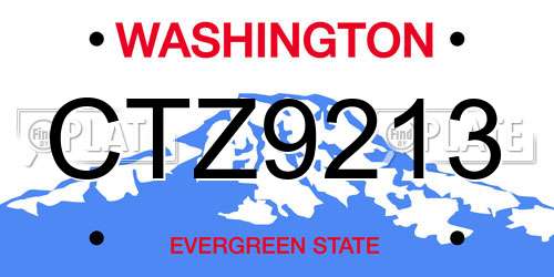 CTZ9213 Washington License Plate