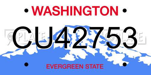 CU42753 Washington License Plate