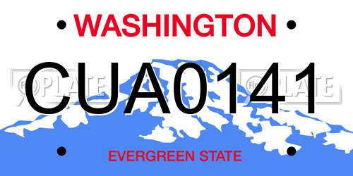CUA0141 Washington License Plate