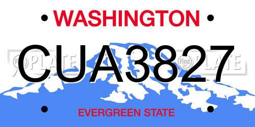 CUA3827 Washington License Plate