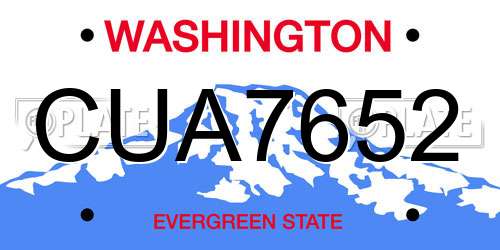 CUA7652 Washington License Plate