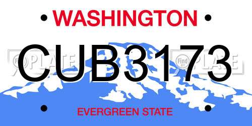 CUB3173 Washington License Plate