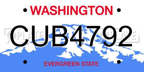 CUB4792 Washington License Plate