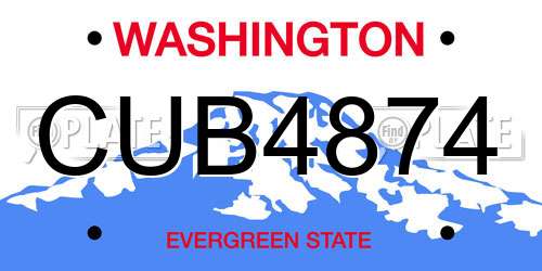 CUB4874 Washington License Plate