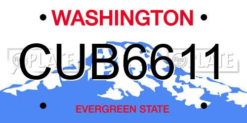 CUB6611 Washington License Plate