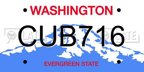 CUB716 Washington License Plate