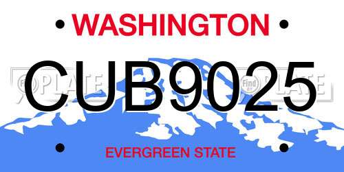 CUB9025 Washington License Plate