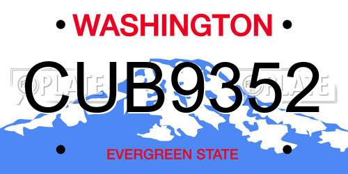 CUB9352 Washington License Plate