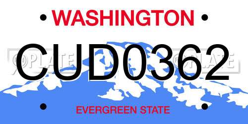 CUD0362 Washington License Plate