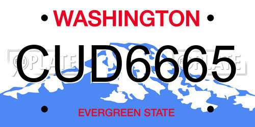 CUD6665 Washington License Plate