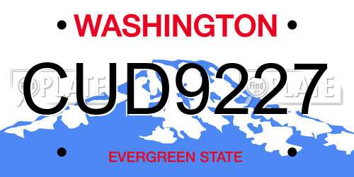 CUD9227 Washington License Plate