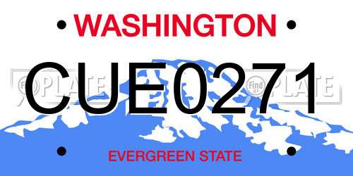 CUE0271 Washington License Plate