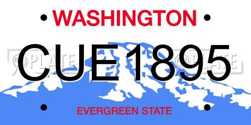 CUE1895 Washington License Plate