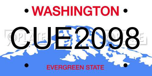 CUE2098 Washington License Plate