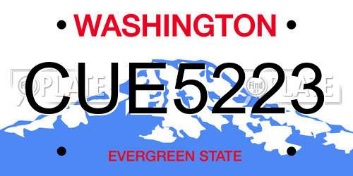 CUE5223 Washington License Plate