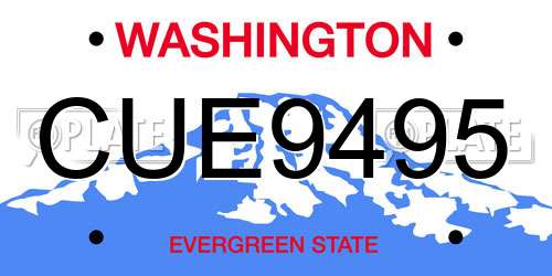 CUE9495 Washington License Plate