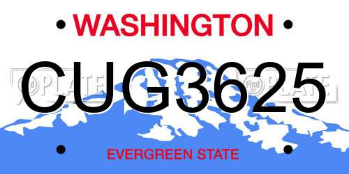CUG3625 Washington License Plate