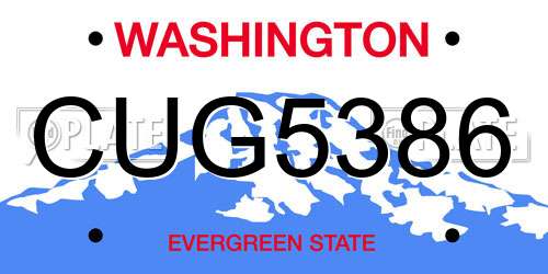 CUG5386 Washington License Plate