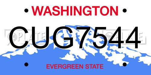 CUG7544 Washington License Plate