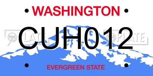 CUH012 Washington License Plate