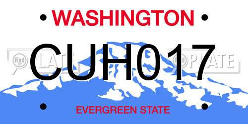 CUH017 Washington License Plate