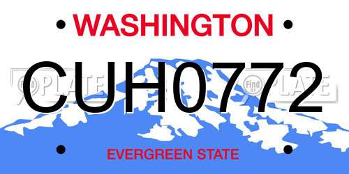 CUH0772 Washington License Plate